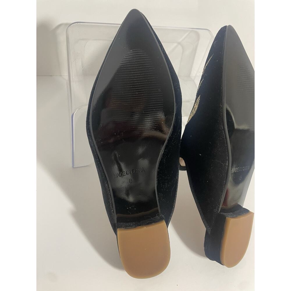 Mavirs Black Velvety w/ Gold Embroidery Slide Ons Size 8 NWOT - Picture 6 of 10